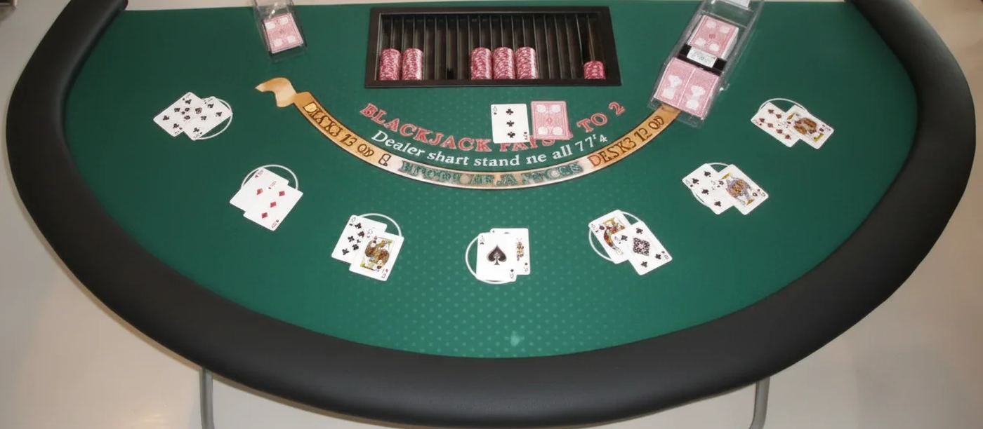 Blackjack table with cards and chips