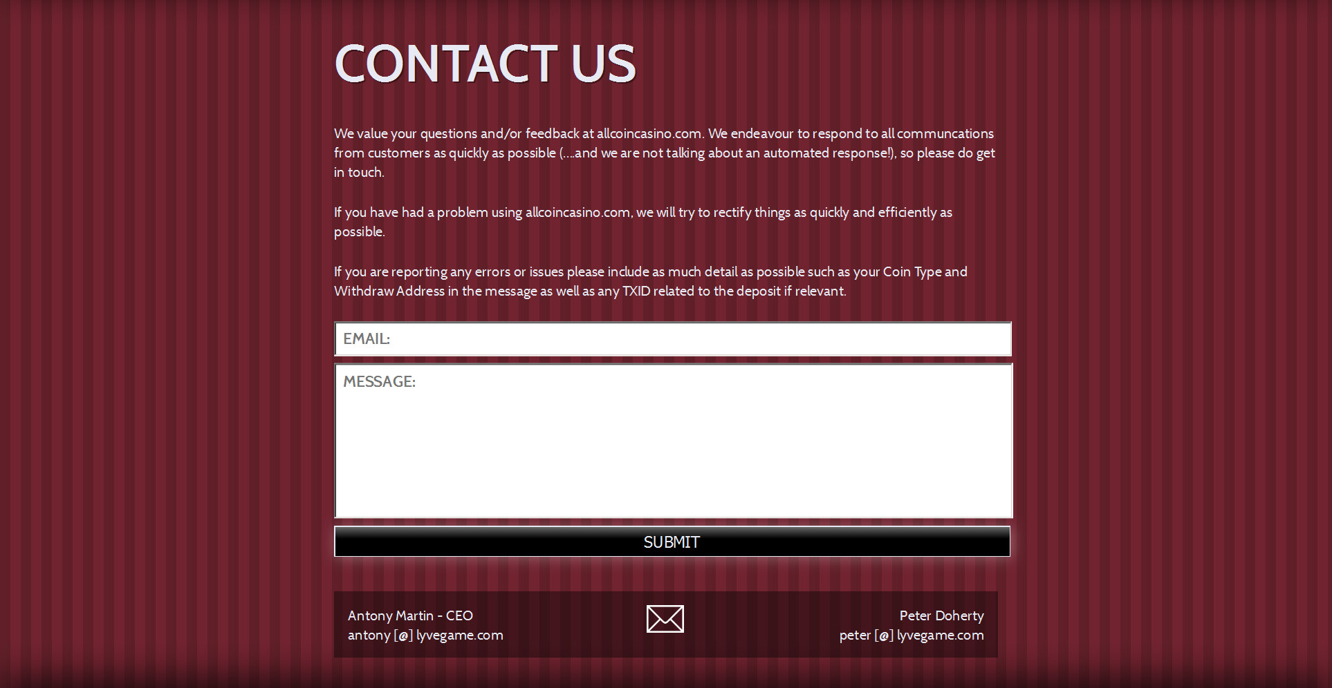 All Coin Casino Support - Contact Us